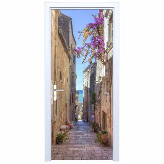 OEM Adhesivo De Tela Para Puerta Con Dise&ntilde;o De Calle Del Casco Antiguo 523pd