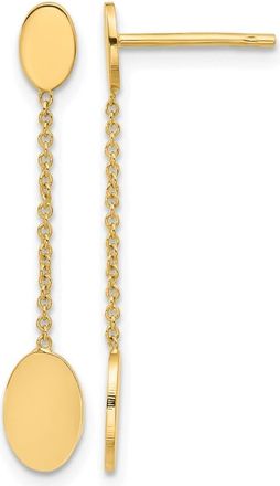 Diamond2Deal 14K Yellow Gold Oval Discs Drop Dangle Earrings
