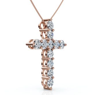 Pompeii3 2Ct TW Diamond Cross Womens Necklace 14k Gold Lab Grown 1 Tall