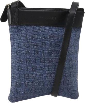 Bulgari Pre-owned Cross Body Bags, female, Blue, Size: ONE SIZE Pre-owned Vintage Canvas Shoulder Bag