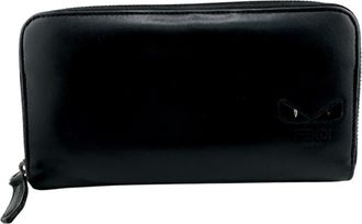 Fendi Black Leather Long Wallet (Bi-Fold) (Pre-Owned)