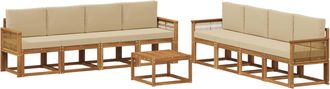 vidaXL Conjunto De Sof&aacute;s De Exterior 9 Uds. Natural Y Beige Poli&eacute;ster Vidaxl
