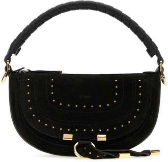 Chlo&eacute; Black Suede Mini Marcie Shoulder Bag
