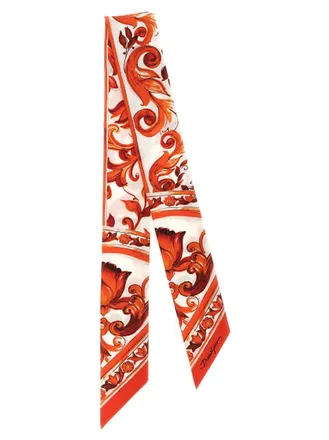 Dolce & Gabbana Orange Maiolica Printed Bandana Scarf