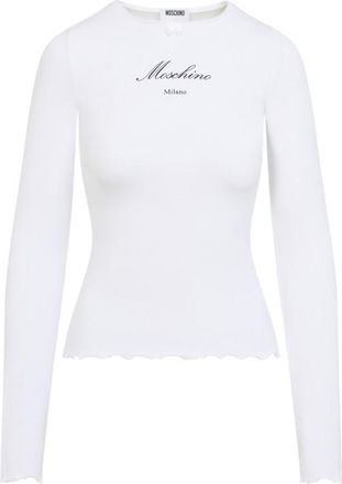 Moschino White Logo Round Neck T-Shirt