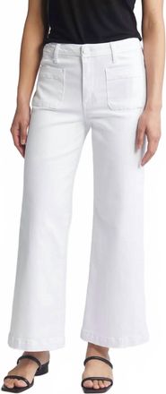 Kut from the Kloth Womens Meg High Rise Patch Pocket Wide Leg Jean In Optic White