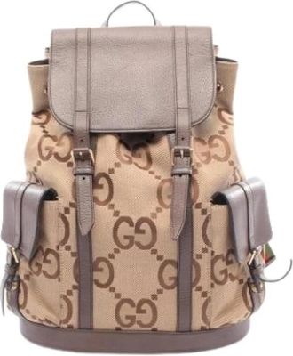 Gucci Pre-owned Vintage Rugzak - unisex - Vintage Rugzakken - Beige - ONE Size - Leer - Vintage