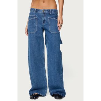Edikted Connie Carpenter Jeans in Blue at Nordstrom, Size X-Small