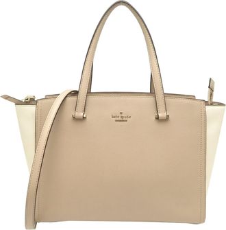 Kate Spade New York Beige White Leather Tote Bag (Pre-Owned)
