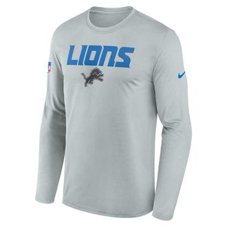 Nike Detroit Lions Rivalries Collection Sideline Legend Nike Mens Dri-FIT NFL Long-Sleeve T-Shirt in Grey | 02TJ07R9J-X5L