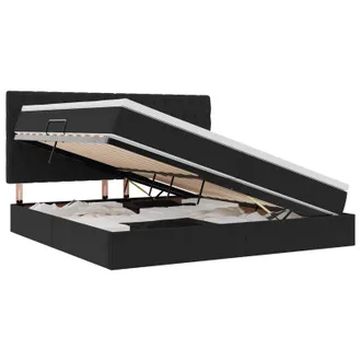 vidaXL Letto Con Contenitore Led E Materasso Nero 200 X 200 Cm Velluto Vidaxl
