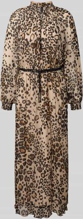 Marc Cain Midikleid aus reiner Viskose in Camel, Größe 34