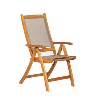 Henley Textylene Reclining Folding High Back Armchair - Acacia Hardwood - L17 x W60 x H100 cm - Henley