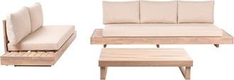 Beliani Set Da Giardino Per 5 Persone Con Divano A 2 Posti Divano A 3 Posti E Tavolino In Legno Di Acacia Certificato Con Cuscini Beige Marettimo