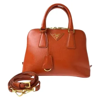 Prada Pre-owned Handbags, female, Orange, Size: ONE SIZE Pre-owned Promenade Patent Saffiano Leather Handbag