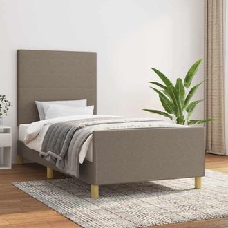 vidaXL Vidaxl Estructura De Cama Sin Colch&oacute;n Tela Gris Taupe 90x190 Cm