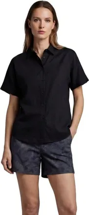 Lords of Harlech Womens Short Sleeve Linen Shirt in Black at Nordstrom, Size Xx-Large