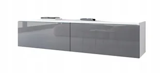 OEM Mobile Porta Tv Per Soggiorno, 140 Cm, 2 Ante, Bianco Opaco/grigio Lucido Con Led
