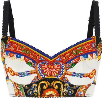 Dolce & Gabbana Multicolor Printed Sweet Heart Neck Top