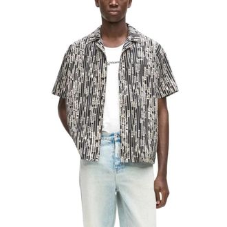 Karl Lagerfeld Linear Logo AOP Shirt - Heren - Korte mouwen Overhemden - Veelkleurig - S - Katoen - Overhemden