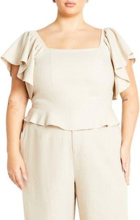 City Chic Samara Crop Top in Stone at Nordstrom Rack, Size Xxl/24W