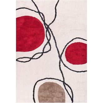 Beliani Tappeto da soggiorno cotone beige e nero motivo astratto 160 x 230 cm Bolat