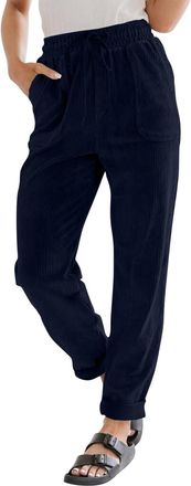 Generic Womens Straight Wide Leg Corduroy Pants- Corduroy Pants Women Loose Long Trousers With Pockets Comfy Stretch Cropped Work Trousers High Waist Pull On 