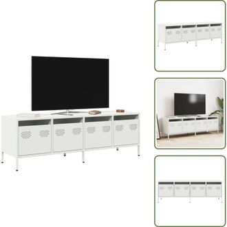 vidaXL Mobile in acciaio laminato - vidaXL Mobile TV Bianco 135x39x43,5 cm in Acciaio Laminato a Freddo - Mobile TV industriale