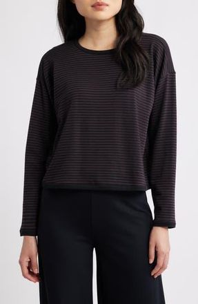 Eileen Fisher Stripe Long Sleeve Top in Cassis at Nordstrom Rack, Size Xx-Small