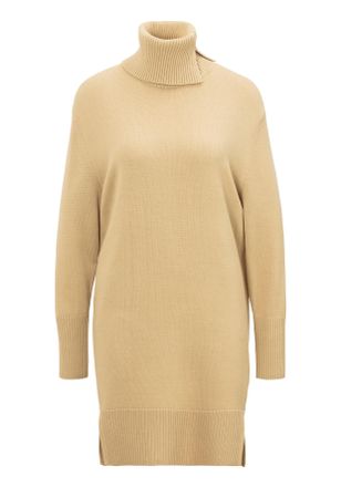 Boss Orange by Hugo Boss Strickkleid BOSS ORANGE Feringata Premium Damenmode, Damen, Gr. XL, N-Gr, beige (medium beige 269), Feinstrick, Obermaterial: 60% Schurwolle, 40% Poly