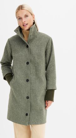 Bonprix Kurzmantel BONPRIX Kurzmantel in Wolloptik, Damen, Gr. 40, gr&uuml;n (dunkeloliv meliert), Obermaterial: 100% Polyester. Futter: 100% Polyester, A-Linie, M