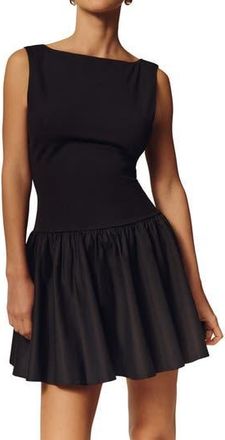 Reformation Defina Knit Drop Waist Dress in Pitch Black at Nordstrom Rack, Size Large