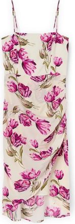 Motivi Bloemen gedrapeerde kokerjurk - Dames - Feestkleedjes - Roze - 2XS - Polyester - Kleedjes