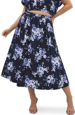 City Chic Vacay Floral Print A-Line Skirt in Amalfi Floral at Nordstrom, Size Xxxs