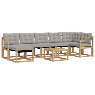 vidaXL Conjunto De Sof&aacute;s De Exterior 8 Pcs Blanco Y Gris Claro Vidaxl