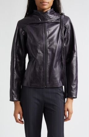 Paloma Wool Plomy Leather Crossover Jacket in Grey at Nordstrom, Size 36