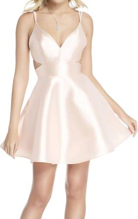 Alyce Paris Cutout Waist Short Dress In French Pink