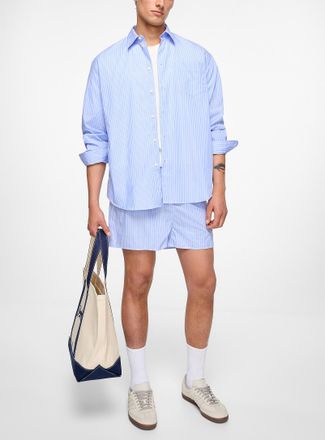 Sporty & Rich Mens Striped blue poplin short