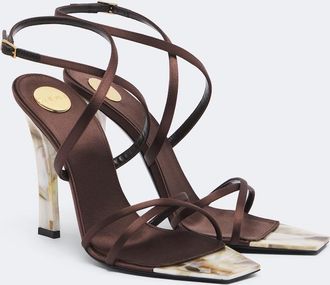 Saint Laurent Lutetia satin and mother-of-pearl sandals