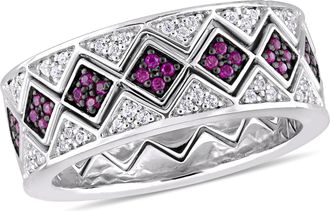 Mimi & Max 1 3/8ct TGW Created Ruby Created White Sapphire Ring Sterling Silver