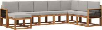 vidaXL Conjunto De Sof&aacute;s De Exterior 8 Uds. Natural Y Gris Claro Vidaxl