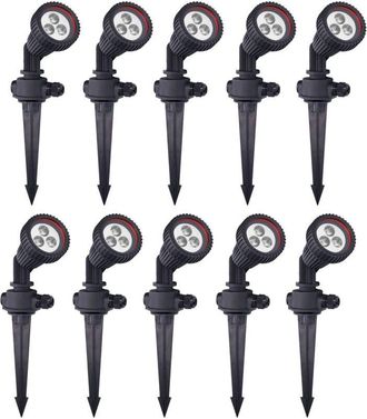 Forlight Tidian (10uds) Foco Proyector de Exterior para Jard&iacute;n IP65. Con Pincho para C&eacute;sped. Para Bombilla GU10. Color Negro