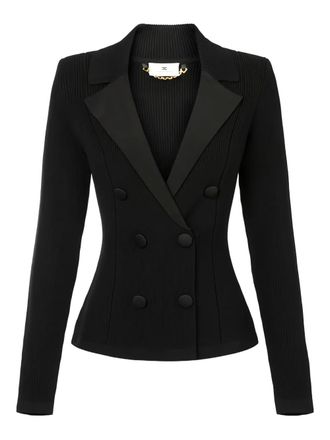 Elisabetta Franchi double-breasted lapels knit jacket - women - Viscose/Polyester - 40 - Black