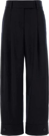 Alanui Pure Virgin Wool Trousers with Pleats - female - Alanui - Wide Trousers - Blue - XL - Trousers