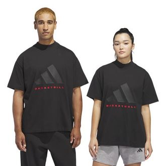 adidas Mens adidas Basketball Short-Sleeve T-Shirt - Black/Red Size 3XL