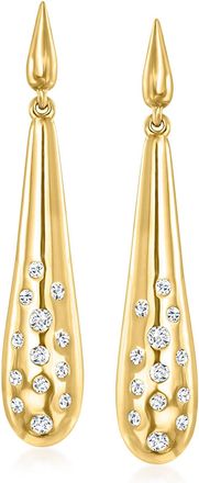 Ross-Simons Diamond Long Drop Earrings in 18kt Yellow Gold
