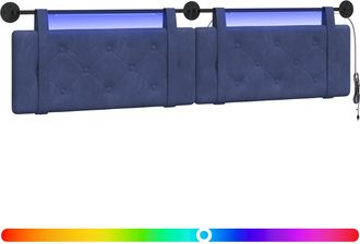 vidaXL Cabecero Colgante Con Luz Led Azul Polic&iacute;a Terciopelo Vidaxl