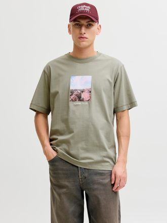 Jack & Jones T-Shirt JACK & JONES JORNORREBRO PHOTO TEE SS CREW NECK, Herren, Gr. XXL, seagrass, Jersey, Obermaterial: 100% Baumwolle, bedruckt, relaxed fit normal