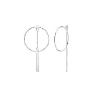 Gold & Honey Womens Interchangeable Circle Drop Earrings In Silver