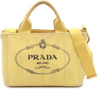 Prada Borsa tote Canapa Logo in tela 2010-2025 - Giallo